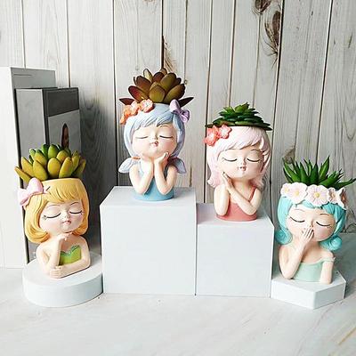 3D Fairy Girls Flower Pot Succulent Plant Flower Container for Cafe Kitchen Drawing Room Bedroom Home Garden Planter Decor