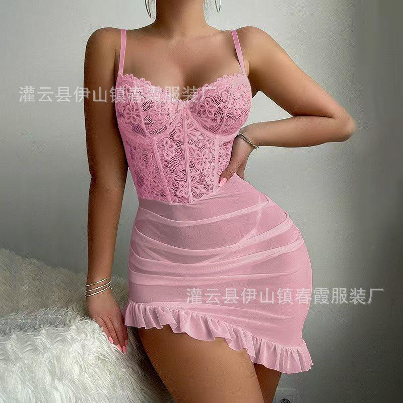 Sexy Lingerie Lace Suspenders Sexy Pure Desire Break Mesh Emotional Pajamas Women