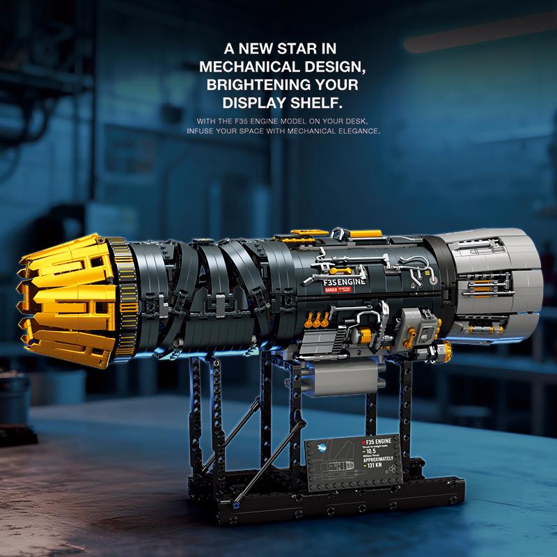 Non-Toxic 1812Pcs Turbofan Engine Building Blocks Vertical Takeoff Landing Fighter Engine Model Desktop Ornament Kids Toys Holiday Gifts