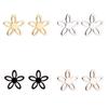 Korean Stainless Steel Five-Petal Flower Earrings, Elegant Hollow Design, Personality Ear Clips
