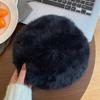 Elegant White Rabbit Fur Beret For Women Cozy Winter Hat Fashionable Painter Cap