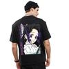 Manga Demon Slayer Kochou Shinobu Printed Tee Men Women Clothing Washed Cotton T-shirt Vintage Oversized T Shirt