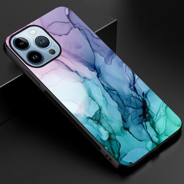 

Модный чехол с цветным мрамором для Iphone 14 13 11 12 Pro Max Mini Xs Xr X 7 8 6s Plus Se 2022, задняя крышка из закаленного стекла For iphone 12 mini