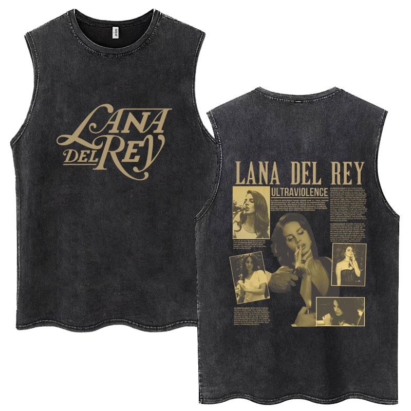 Lana Del Rey Graphic Print Wash Tank Tops Vintage Style Men Women T-shirt Hip Hop Cotton Oversized Sleeveless T Shirt