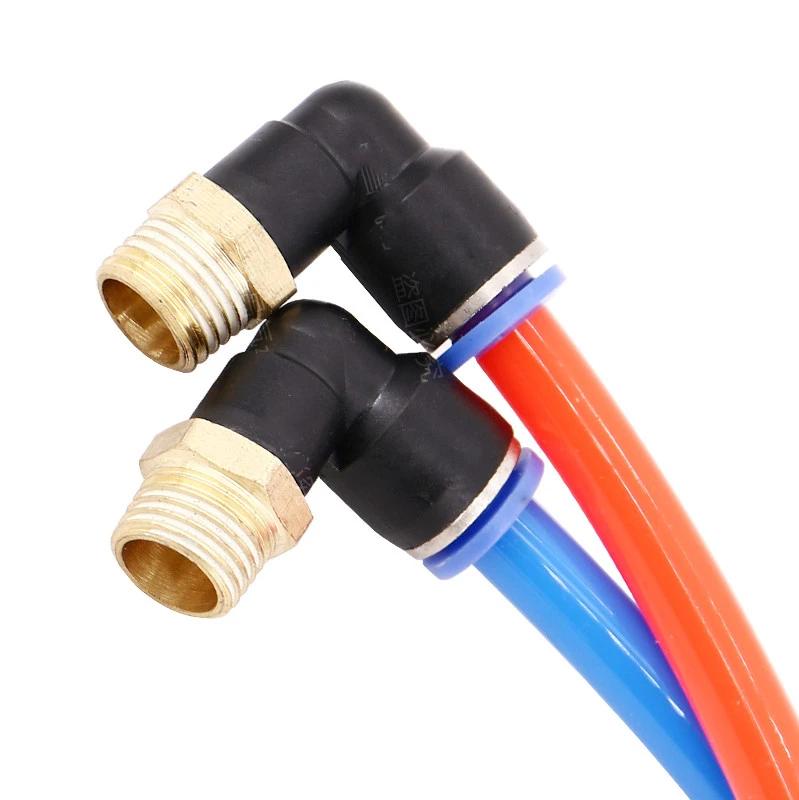 PL pneumatic connector 4mm-12mm hose OD 1/8 "1/4" 3/8 "1/2" male pneumatic thread tube elbow connector tube Air Push In mount