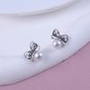 Elegant Zircon Bow & Pearl Stud Earrings for Women - 2024 Trendy High-End Luxury 