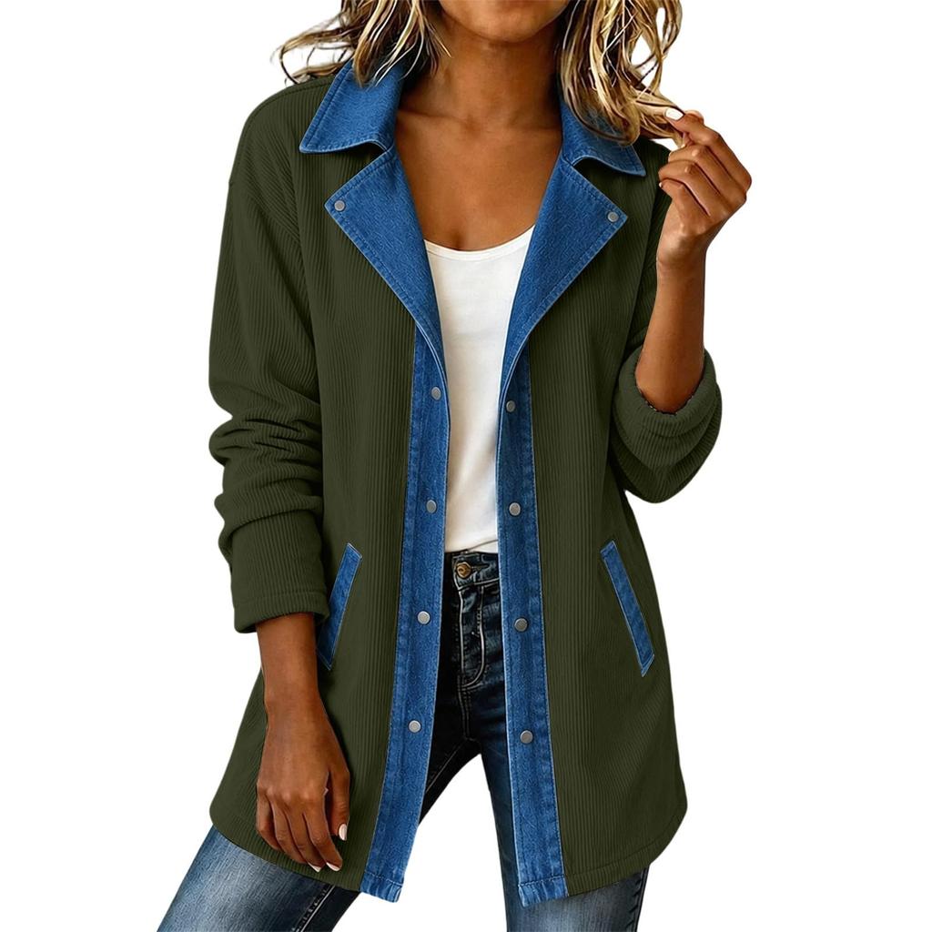 Women's Casual Denim Patchwork Jacket for Daily Wear