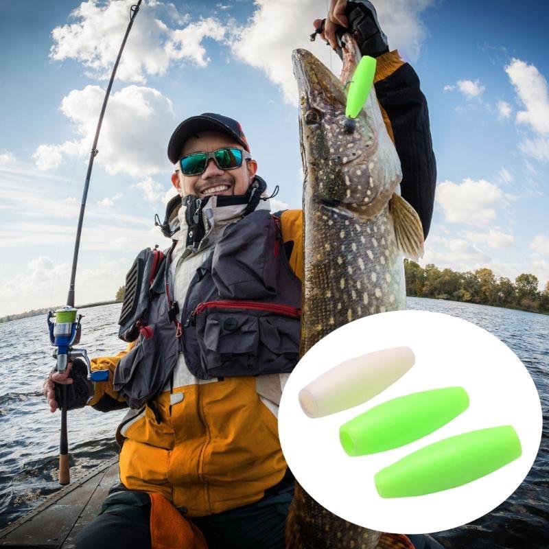 10Pcs Glow Fishing Hook Tubes Glowing Hollow Tube Fish Hook Accessories Squid Baits Lure Hook Sleeve