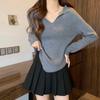 Irregular Base Shirt Spring and Autumn Shoulder Slimming Thin T-shirt Top