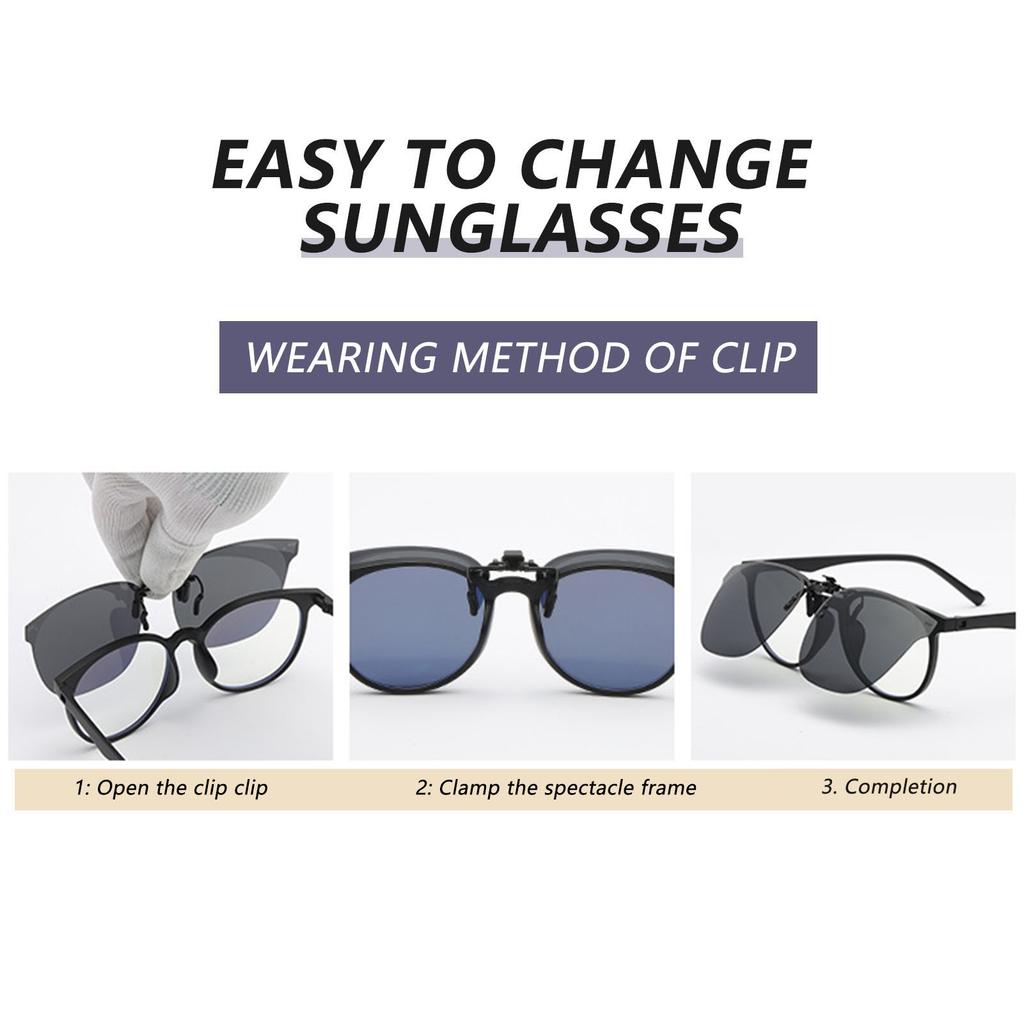 Clip On Sunglasses Rimless Clips Onto Nearsighted Glasses for Sports and Outdoor Activities