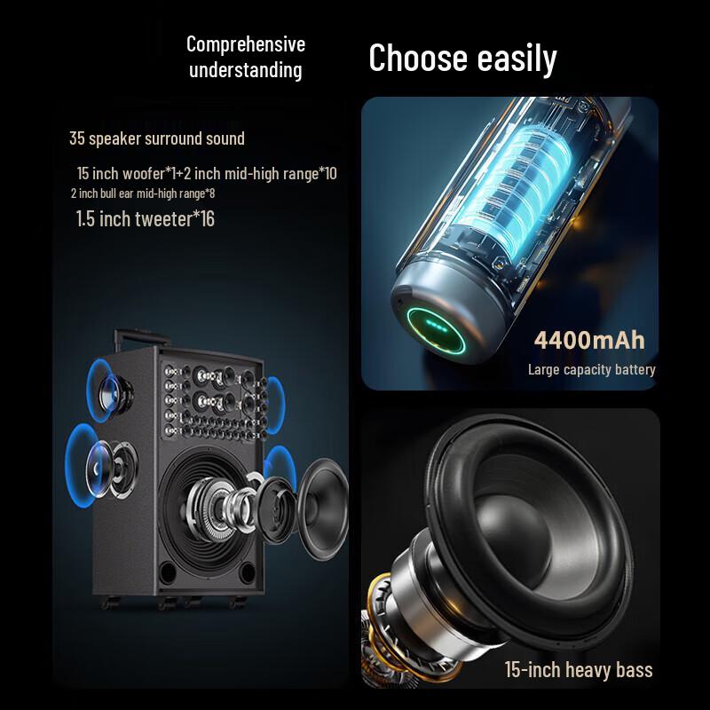 Soaiy X68(A) 15-inch High Power Portable KTV Speaker CN Plug (adapter Included)