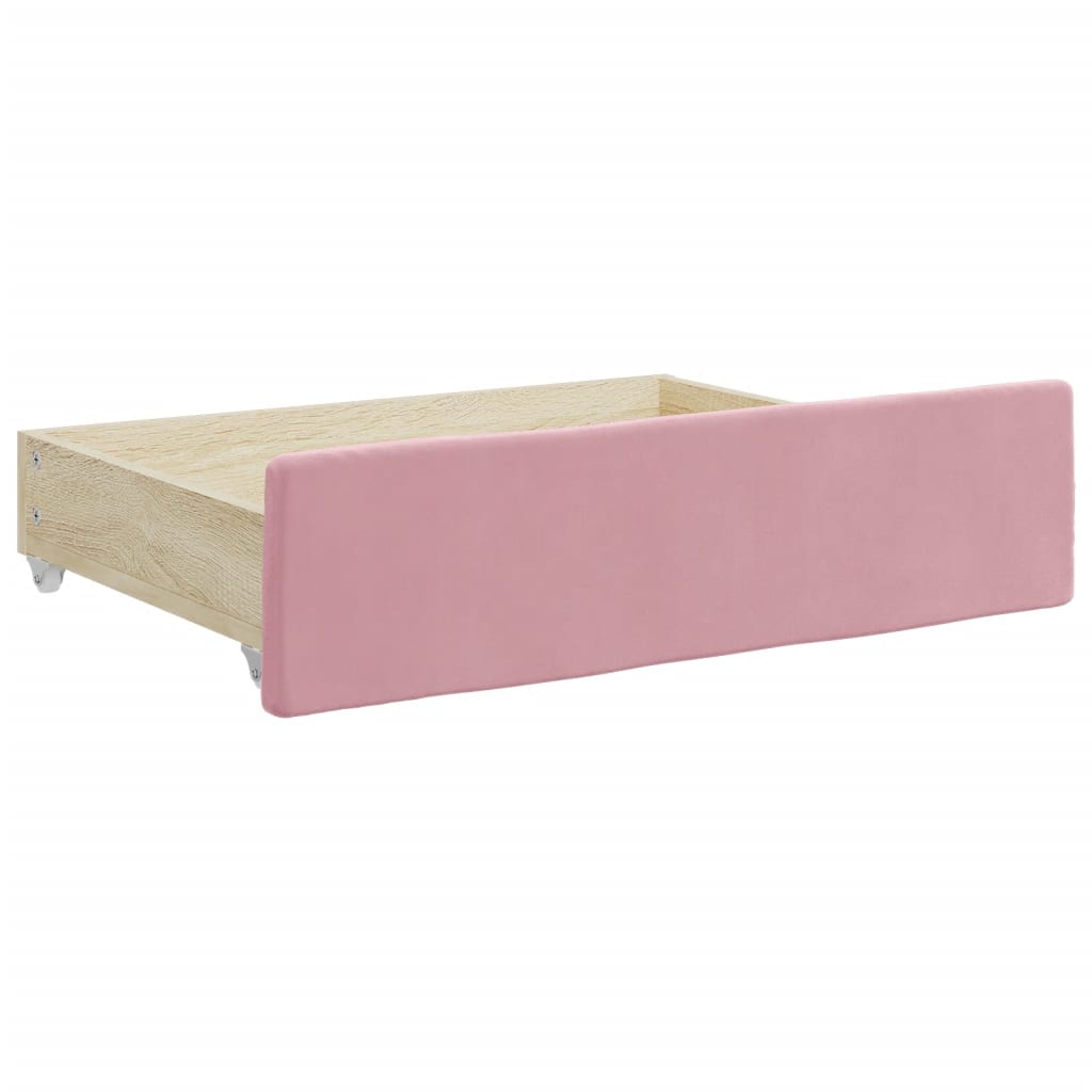 Extendable Daybed with Drawers Pink 100x200 cm Velvet