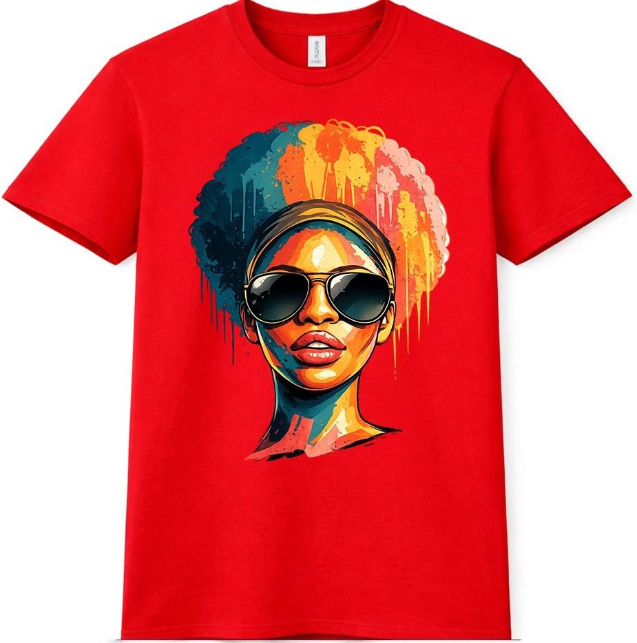 Afro Queen T Shirt Sunglasses Black Unisex Graphic Tee Urban Streetwear Top S