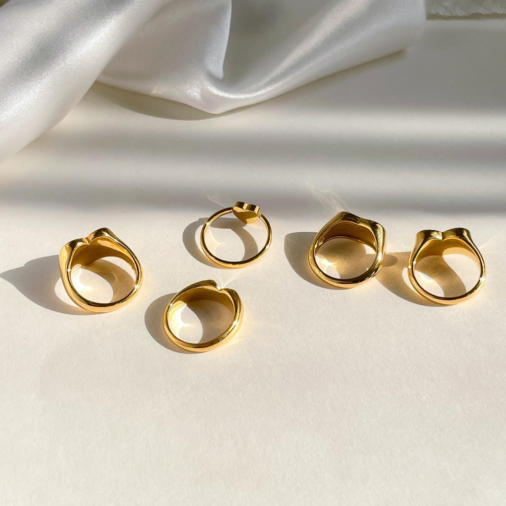 Fashion Vintage Bohemia Pink Enamel Love Heart Ring Stainless Steel Cute Finger Rings For Women Girl's Rock Jewelry Gift For Gir