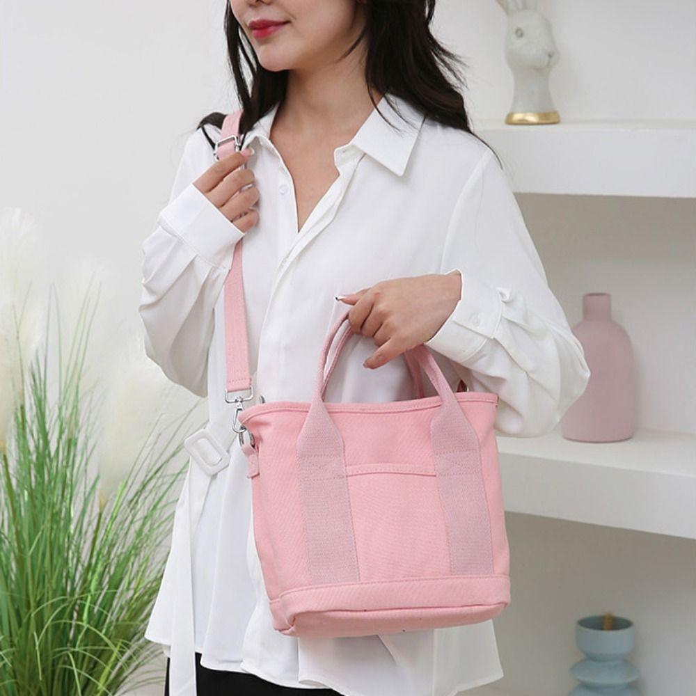 Zipper Japanese Style Crossbody Bag Handbag Pure Color Tote Bag Fashion Canvas Shoulder Bag  Daily