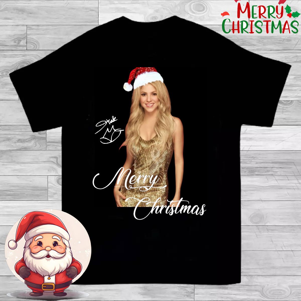 trend Merry Christmas Shakira Signature Full Size Cotton Black T-Shirt PP1370 XXXXL