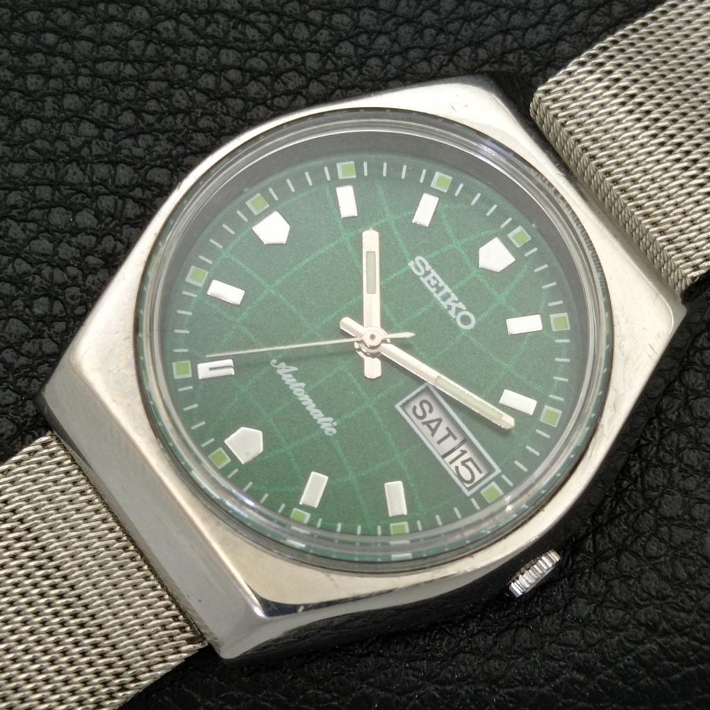 VINTAGE SEIKO AUTOMATIC 6309A JAPAN MENS GREEN COLOR DIAL WATCH A701641-5 R206c-a701641