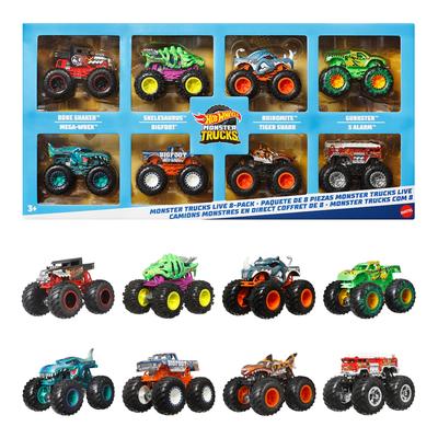 Hot Wheels Monster Truck Asortyment Pojazd Zabawka Samochody Miniaturowe dla Osób w Wieku 3 i JCW76 164 8-pak w górę, Uniwersalny,
