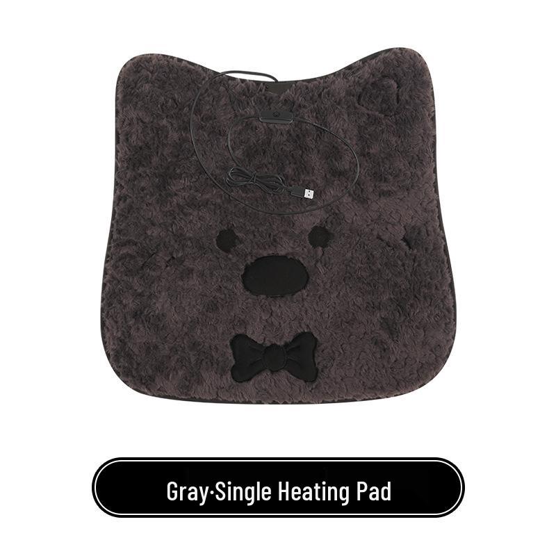 Cartoon Winter Plush Heated Seat Cushion with USB for Car or Office