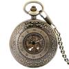 Roman Numerals Mechanical Self-Wind Pocket Watch Male Vintage Bronze Half Hunter FOB Chain Automatic Pocket Pendant Timepiece