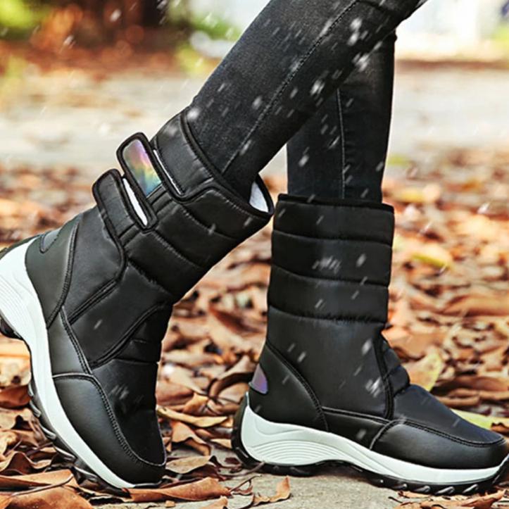 Waterproof Boots Women Winter Shoes Platform Boots WithThick Fur Mid-Calf Snow Boots Fashion Wedge Botas Mujer Shoes Woman