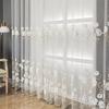 2pcs of Countryside Embroidered Flower Pattern, Uv-Resistant Transparent Curtains, Suitable for Home Decoration In Living Rooms, Bedrooms