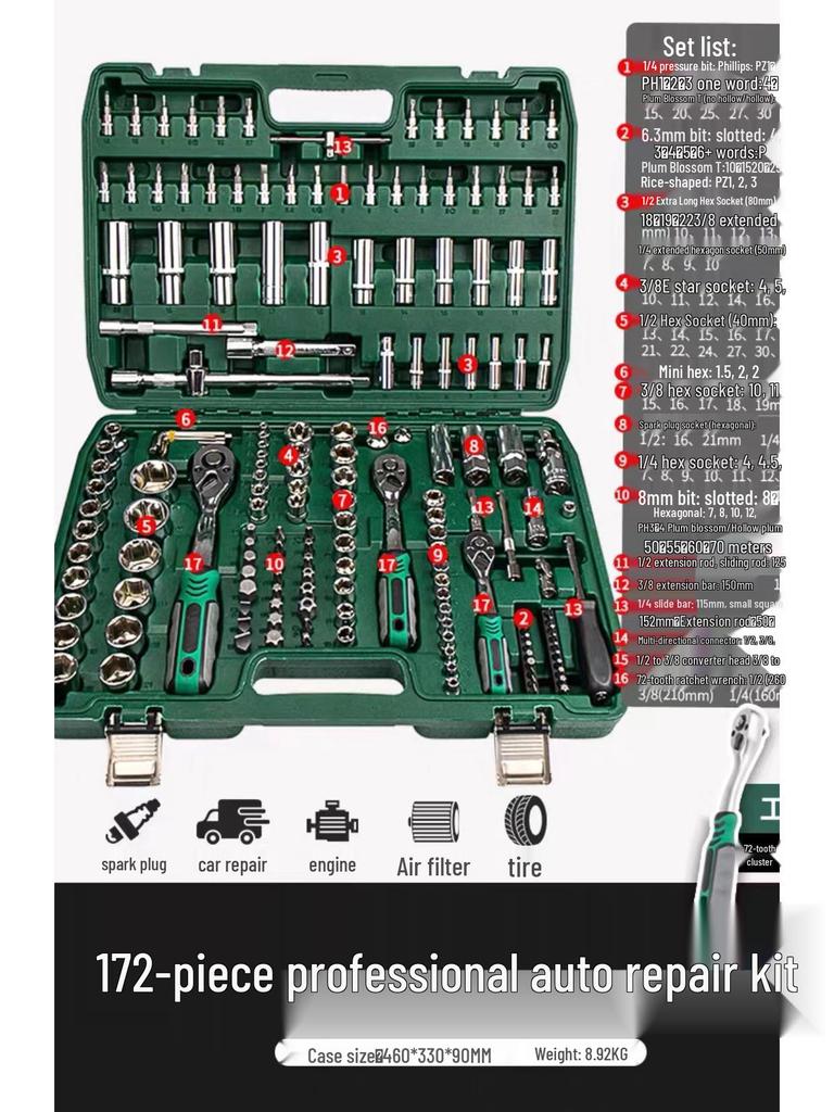 Multifunctional Ratchet & Socket Wrench Set for Car & Hardware Repair