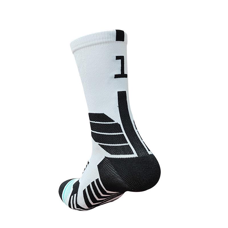 Qiao Kushi Mid-Calf Sports Socks, Thick Terry, Sweat-Absorbent, Adult Basketball Socks