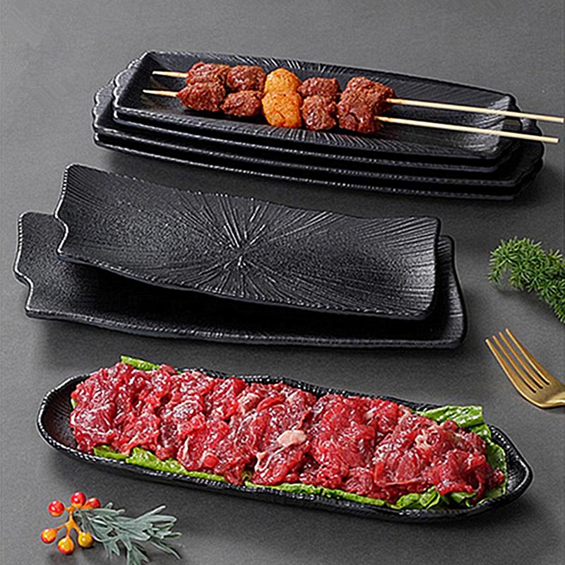 Rectangular Melamine Dinner Plate Home Thickened Food Tray Multifunctional Non-slip Hot Pot Side Dish Pan Kitchen Storage Tools