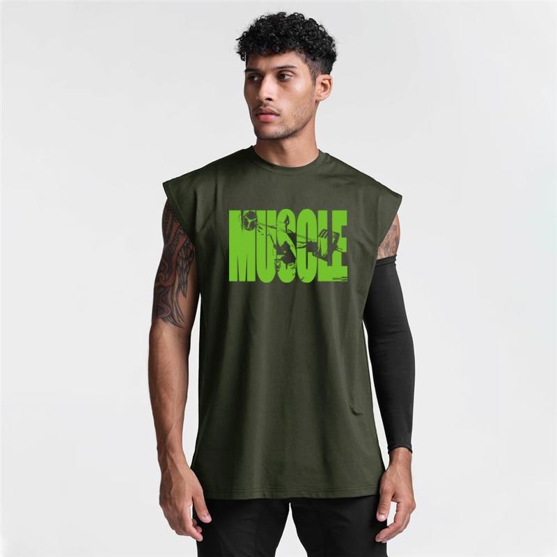 Muscleguys Herren Fitness Ärmelloses T-Shirt Weste Lose Rundhals Lauftraining Bottoming Sweatshirt
