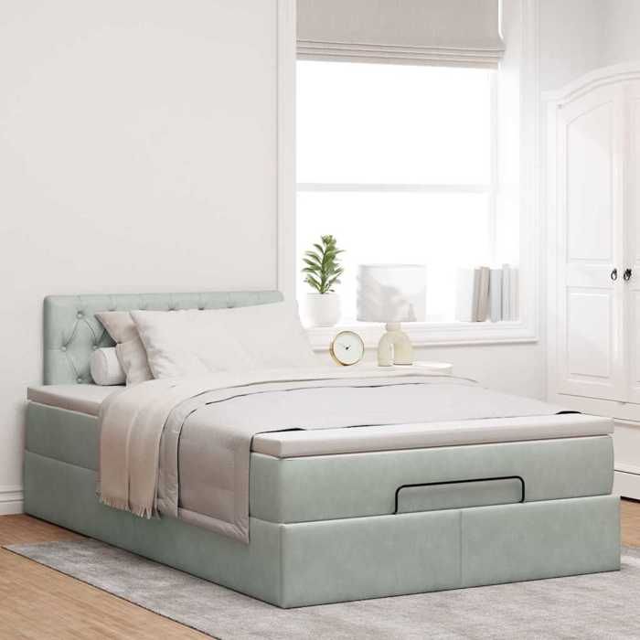 Maison Exclusive - Lit ottoman avec matelas et LED gris clair 120x190cm velours