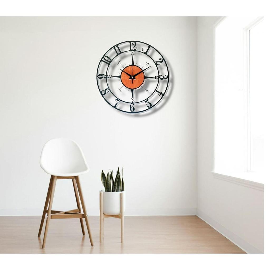 Morden Metal & Wooden Analog Wall Clock for Living Room Bedroom Office Kitchen Stylish Wall Clock for Home and Hall Designer Big Size Modern
