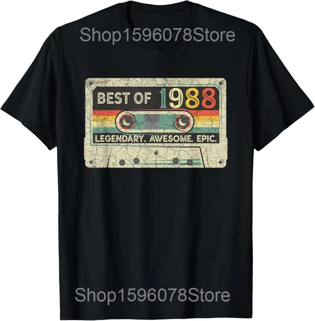 Vintage Made In 1988 Birthday Gift T Shirts Men Pure Cotton Humor Streetwear Tee Shirt Short Sleeve Unisex Loose Clothing