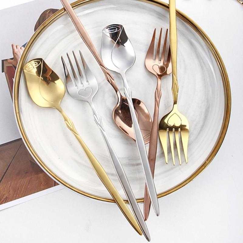 Stainless Steel Coffee Spoon Long-handled Ice-Tea Spoon Long Handle Fruit Fork Tableware Eating Utensils Dishwasher Safe