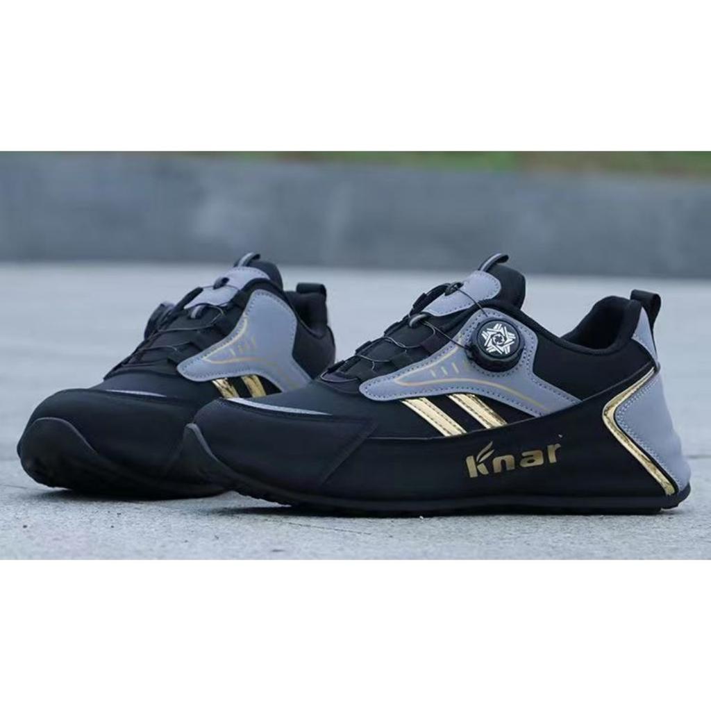 Men's Breathable Laceless Sneakers - Fashionable Black and Blue Sneakers with Rotating Buckles, Lightweight Soft Bottom