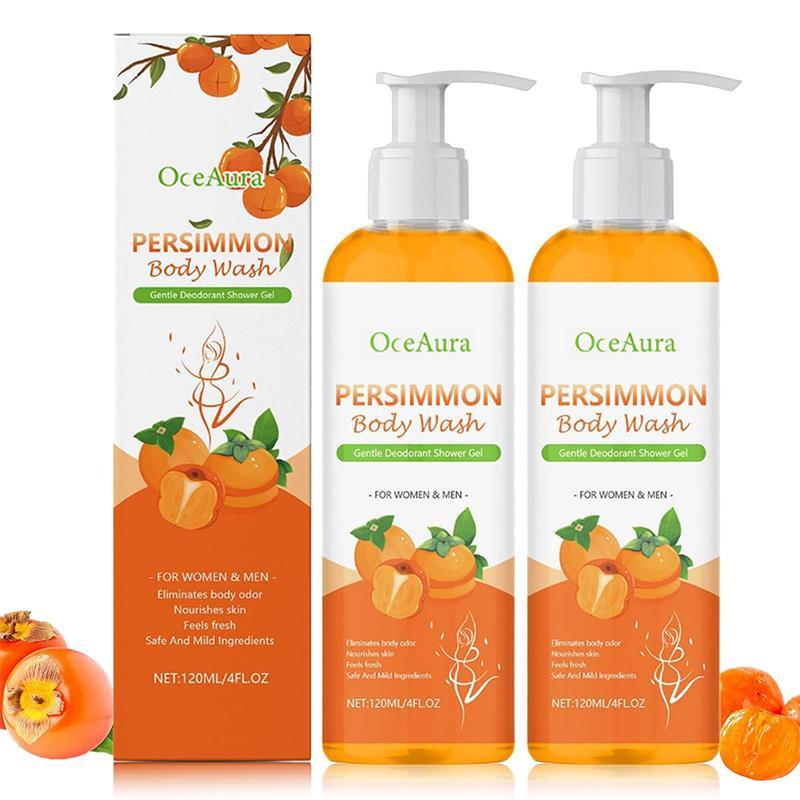 Bagnoschiuma al Cachi, Bagnoschiuma Deodorante Detergente Idratante per Donna Uomo, Gel Doccia Rinfrescante Profondamente Nutriente