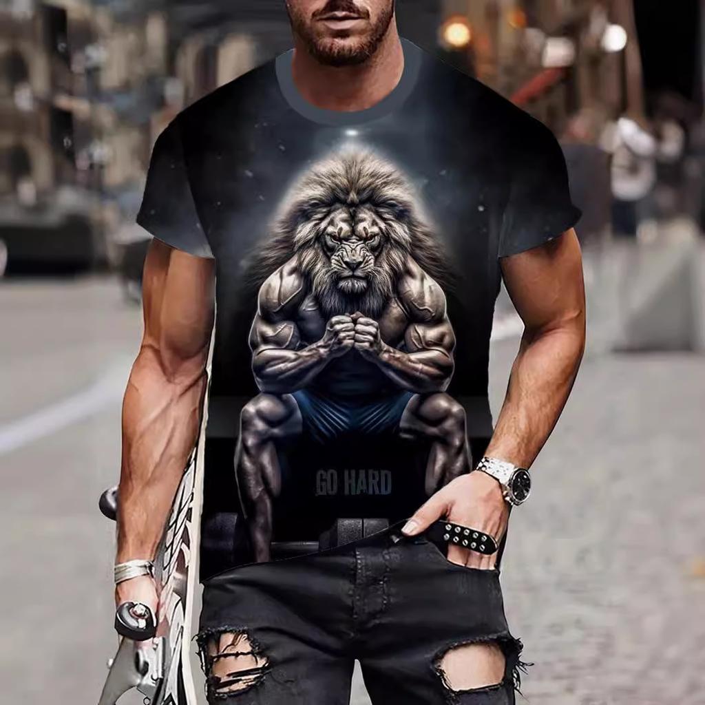 Letní Pánská Trička s 3D Potiskem Medvěda a Psa Pandy Módní Ležérní s O-výstřihem Krátký Rukáv Sportovní Oblečení Cool Streetwear Nadměrné Top