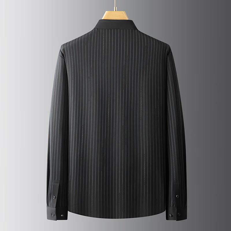 Dibinze Men's Plus Size Non-Iron Stretch Vertical Stripe Casual Shirt
