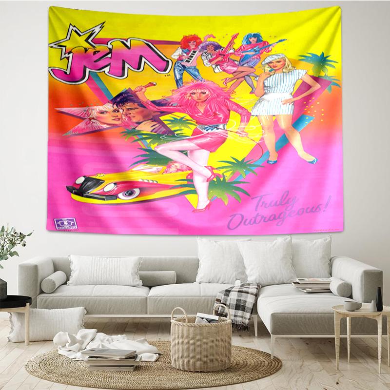 Jem Anime Characters Quick-Dry Tapestry Hanging for Bedroom,Livingroom, Playroom,Decor Art Room Wall Tapestry Holiday and Birthday Gifts