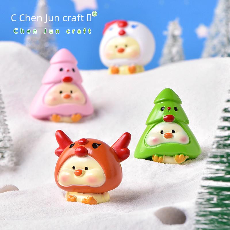 Cute Festive Resin Christmas Tree And Animal Figurines For Holiday Decor