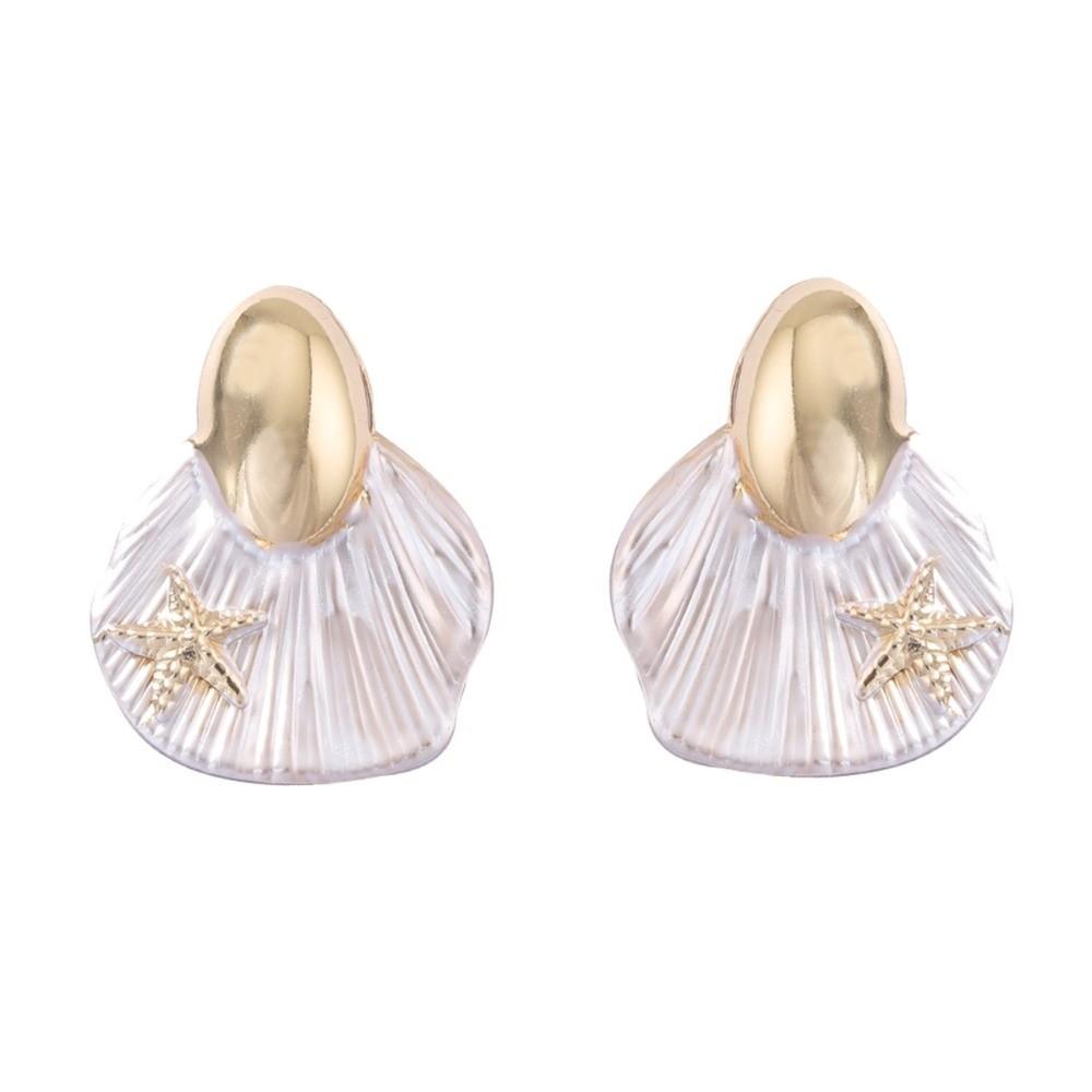 

Hypoallergenic Shell Earrings Studs Chic Starfish Earrings Elegant Ocean Style Ear Studs Sea Beach Style 3 White