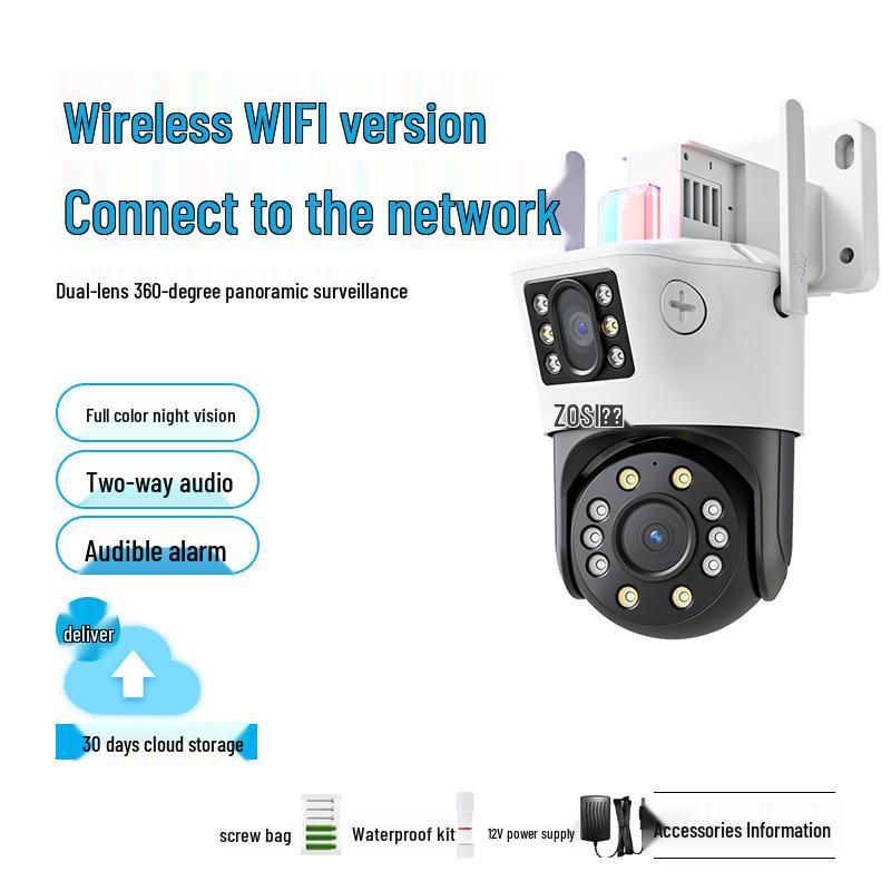 4G Waterproof Outdoor Camera with Ultra Clear Binocular Dual Lens and Night Vision for Home Monitoring.