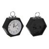 Polygon Alarm Clock Metal Shell Stable Quiet Compact Alarm Clock for Student Black
