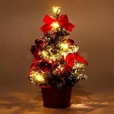 Desk Christmas Tree with Lights Artificial Decoration for Farmhouse