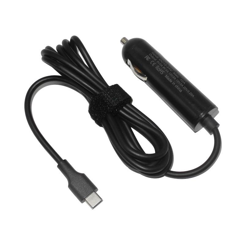 

65W Type-C Car Laptop Charger: 12V to 19.5V Portable Computer Power Supply