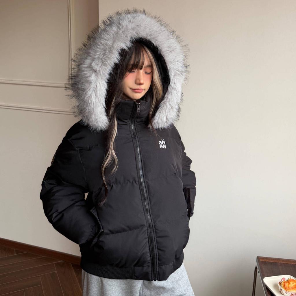 American fur collar hooded down cotton-padded clothes for women's winter new cotton-padded clothes thickened loose short cotton-padded jackets trendy