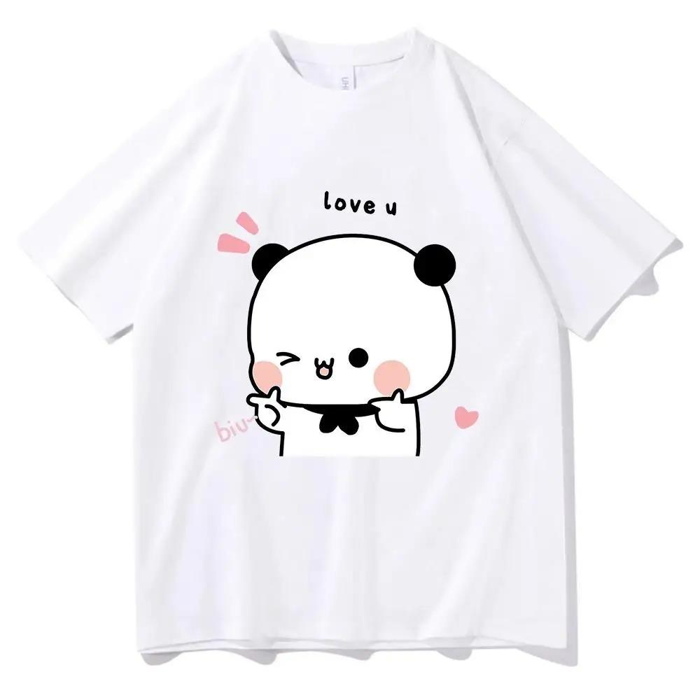 Anime Cartoon Panda Bear Bubu and Dudu T Shirt Kawaii Graphic Printed T Shirt Fashion Crew Neck Plus Size T Shirt Unisex