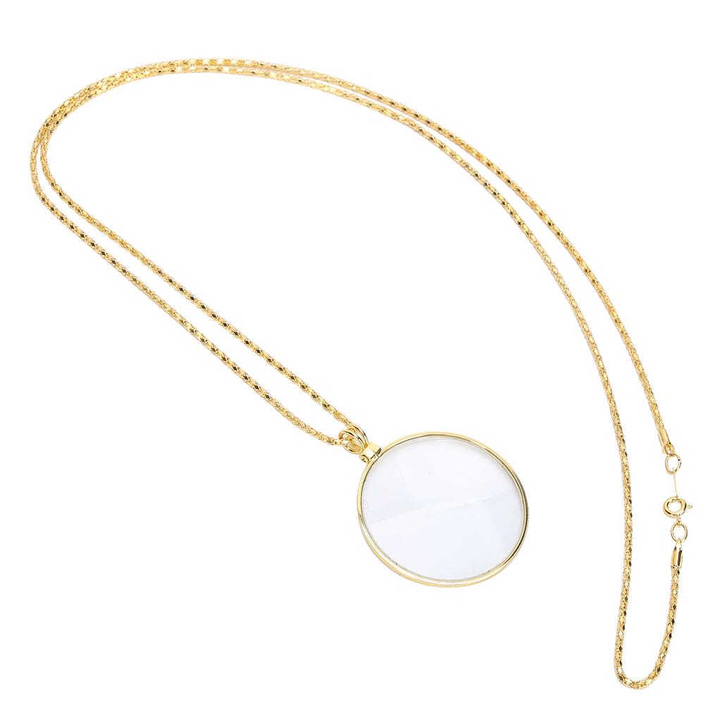 5X Alloy Necklace Magnifying Glass Portable Rding Pendant Magnifier with Chain