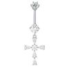 Ding Pei Zirconia Cross Navel Ring: New Style, Super Sparkle, Water Drop Design