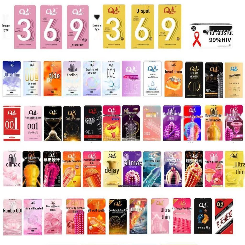 Q Point Ultra-Thin Pink Condoms with 3D Surrounding Particles - Odorless, Super Lubricated, Female Pleasure Enhancing.